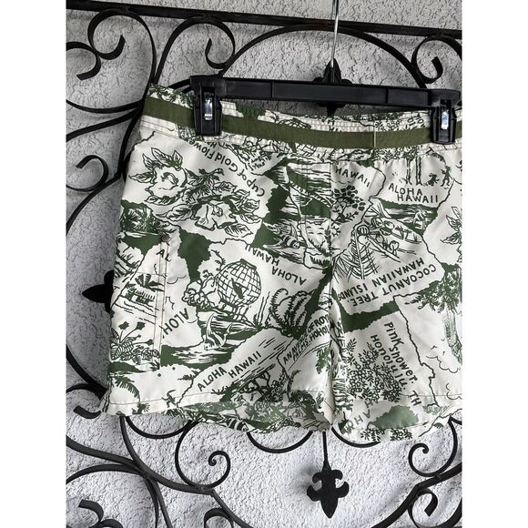 Tommy Bahama Aloha Print Women Swim Shorts - Size Small - Green/Iivory - Picture 2 of 5